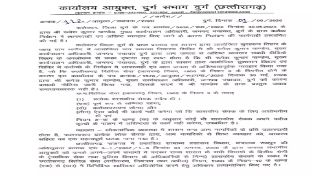 CG : जनपद CEO सस्पेंड, बीजेपी नेता के साथ किया था दुर्व्यवहार …