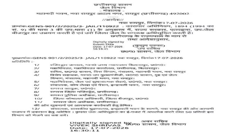 CG : जिला जेल की सूची में अब बीजापुर भी शामिल …