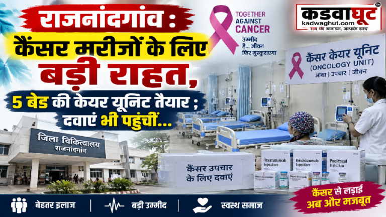 राजनांदगांव : कैंसर मरीजों के लिए बड़ी राहत, 5 बेड की केयर यूनिट तैयार ; दवाएं भी पहुंचीं…