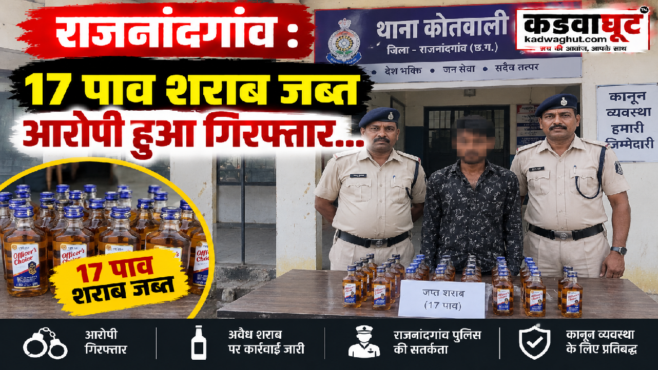 राजनांदगांव : 17 पाव शराब जब्त आरोपी हुआ गिरफ्तार…