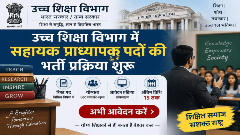 CG : उच्च शिक्षा विभाग में सहायक प्राध्यापक पदों की भर्ती प्रक्रिया शुरू …