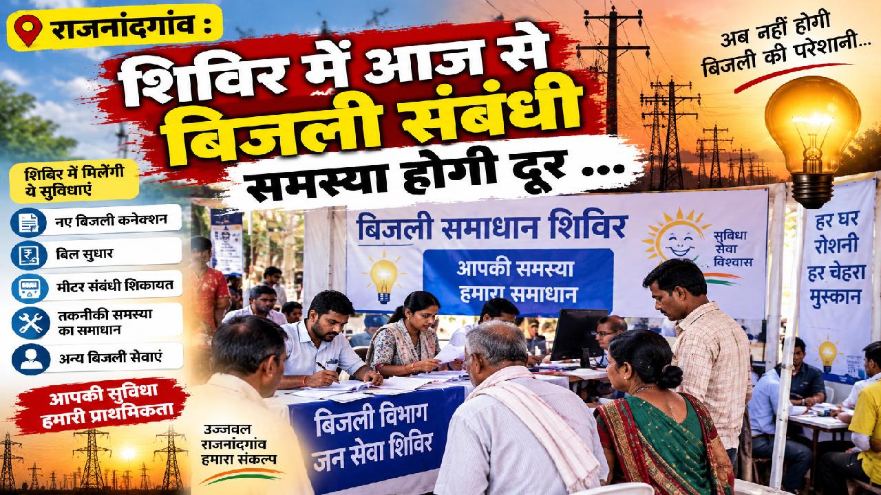 राजनांदगांव : शिविर में आज से बिजली संबंधी समस्या होगी दूर …