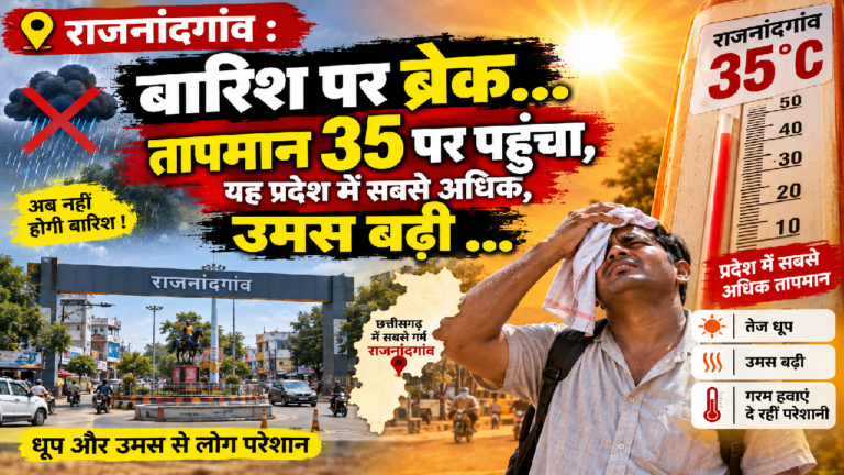 राजनांदगांव : बारिश पर ब्रेक… तापमान 35 पर ​पहुंचा, यह प्रदेश में सबसे अधिक, उमस बढ़ी …