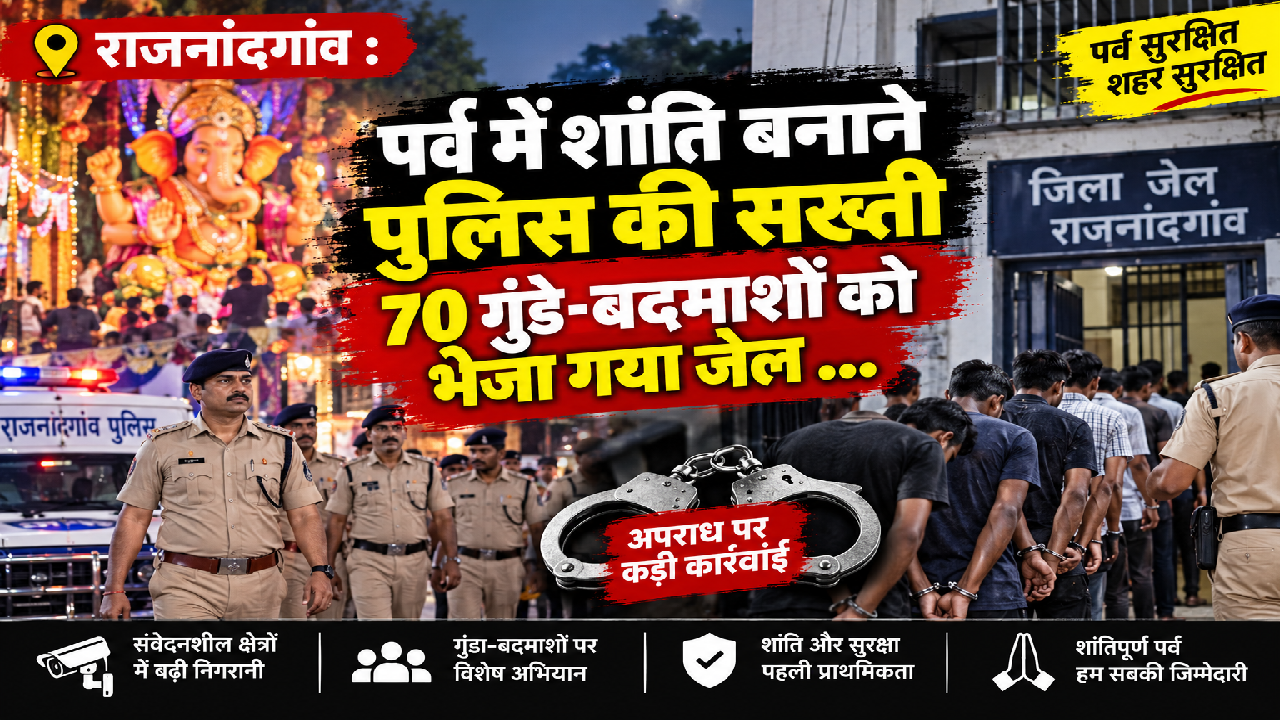 राजनांदगांव : पर्व में शांति बनाने पुलिस की सख्ती 70 गुंडे -बदमाशों को भेजा गया जेल …
