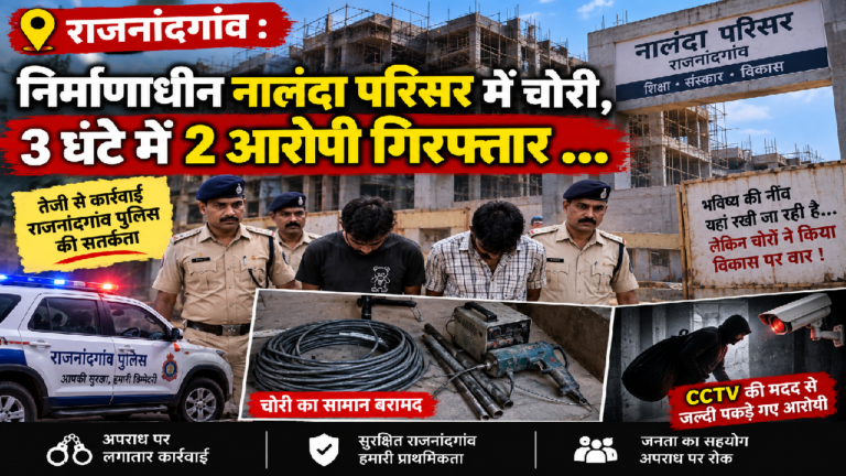 राजनांदगांव: निर्माणाधीन नालंदा परिसर में चोरी, 3 घंटे में 2 आरोपी गिरफ्तार …
