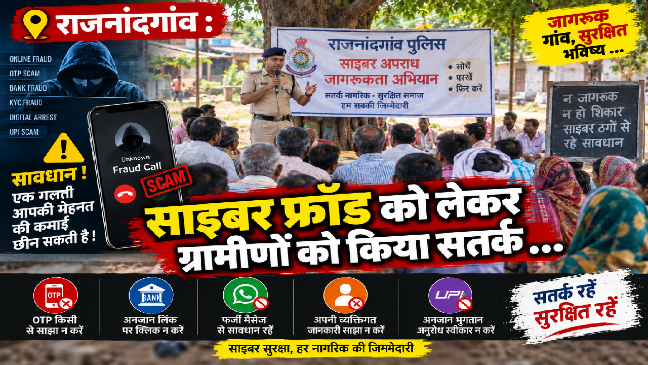 Rajnandgaon : साइबर फ्रॉड को लेकर ग्रामीणों को किया सतर्क …