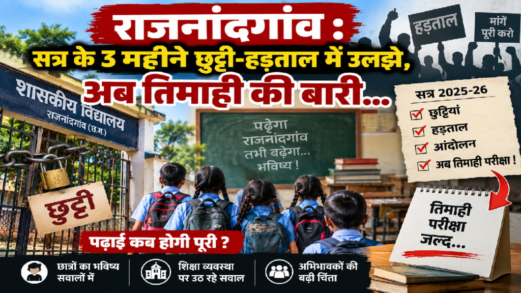 राजनांदगांव : सत्र के 3 महीने छुट्टी-हड़ताल में उलझे, अब तिमाही की बारी…