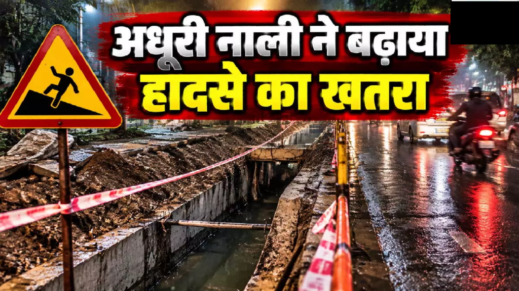 CG : निर्माणाधीन नाली बनी खतरा बारिश के बाद सुरक्षा व्यवस्था पर उठे सवाल …