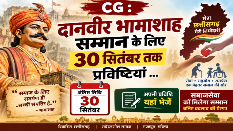 CG : दानवीर भामाशाह सम्मान के लिए 30 सितंबर तक प्रविष्टियां …