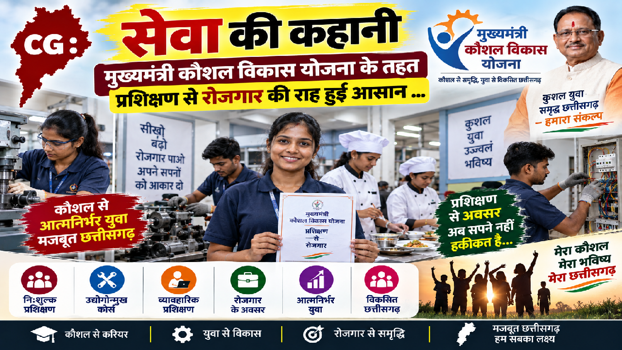 CG : सेवा की कहानी - मुख्यमंत्री कौशल विकास योजना के तहत प्रशिक्षण से रोजगार की राह हुई आसान …