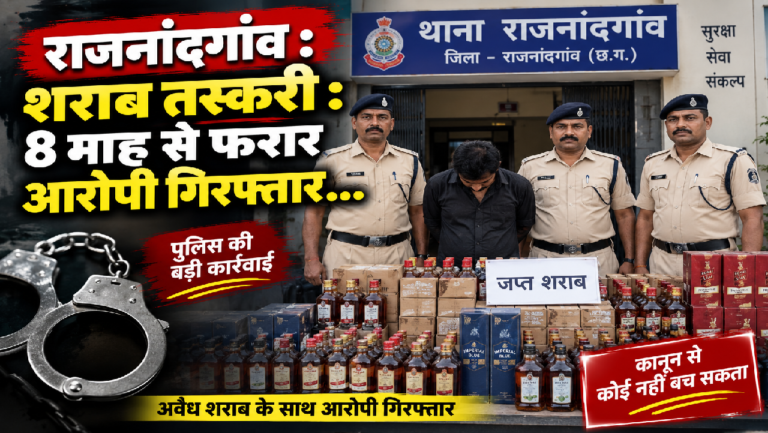 राजनांदगांव : शराब तस्करी : 8 माह से फरार आरोपी गिरफ्तार…