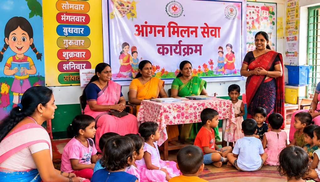 राजनांदगांव : आंगनबाड़ी केन्द्र तुलसीपुर में आंगन मिलन सेवा कार्यक्रम का हुआ आयोजन…