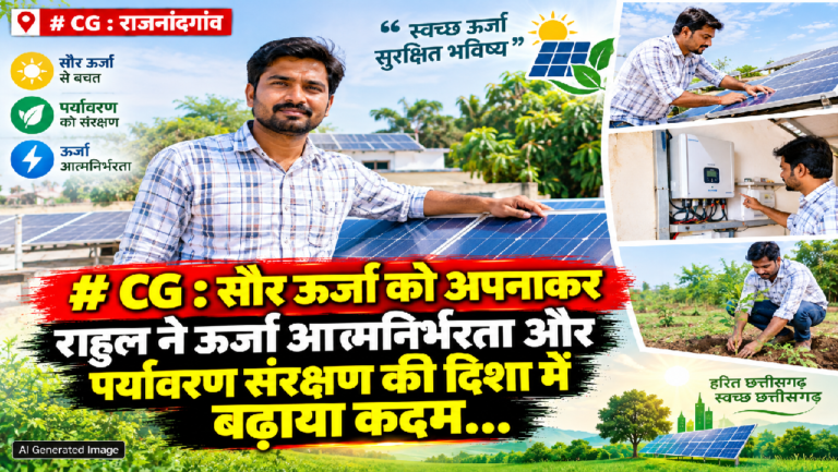 CG : सौर ऊर्जा को अपनाकर राहुल ने ऊर्जा आत्मनिर्भरता और पर्यावरण संरक्षण की दिशा में बढ़ाया कदम…
