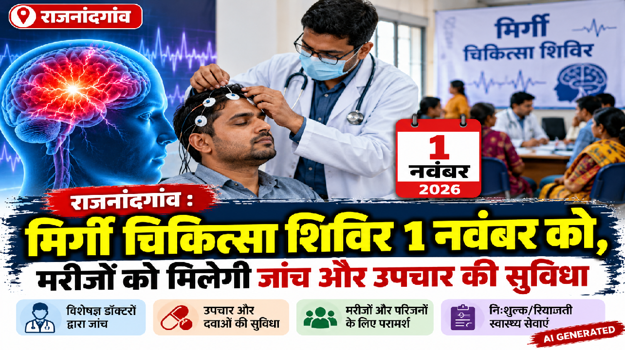 राजनांदगांव : मिर्गी चिकित्सा शिविर 1 नवंबर को, मरीजों को मिलेगी जांच और उपचार की सुविधा…
