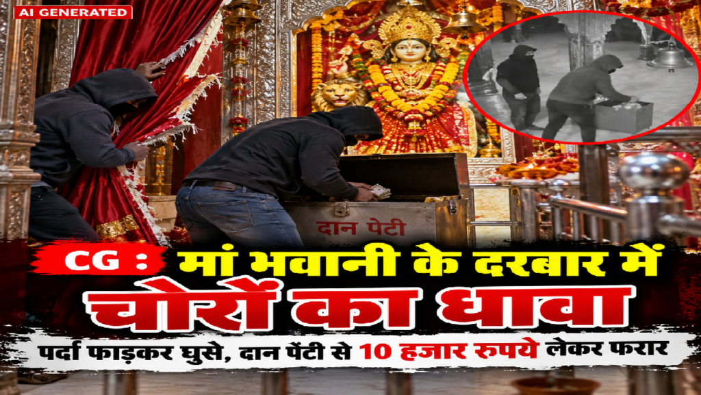 CG : मां भवानी के दरबार में चोरों का धावा, दान पेटी से 10 हजार रुपये लेकर फरार...