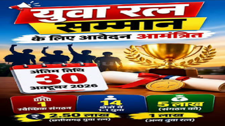 CG : युवा रत्न सम्मान, आवेदन 30 अक्टूबर तक…