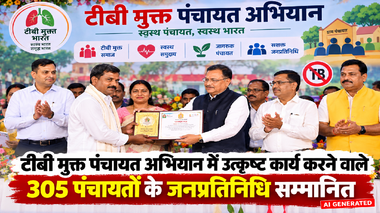 CG : टीबी मुक्त पंचायत अभियान में उत्कृष्ट कार्य करने वाले 305 पंचायतों के जनप्रतिनिधि सम्मानित...